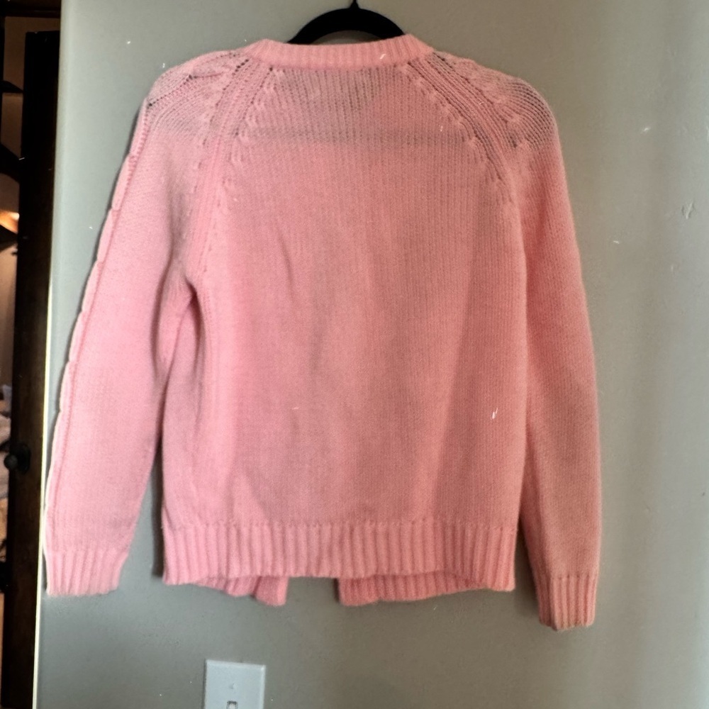 Vintage Blush Cable Knit Cardigan Hand Loomed Fully Fashioned Size M Coquettw - Picture 5 of 5